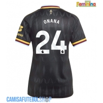 Camisa de time de futebol Aston Villa Amadou Onana #24 Replicas 2º Equipamento Feminina 2026-27 Manga Curta